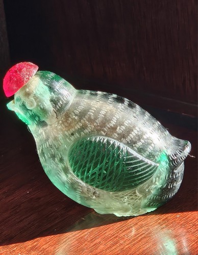 Antique glass chicken shape - glass,