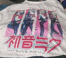 Hatsune Miku Anime T Shirt White Tee Short Sleeve Size XL 18 uk Boxy 