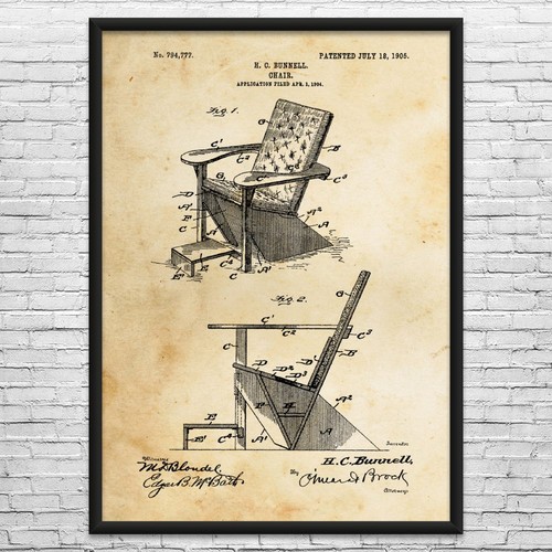 Adirondack chair patent - chair, wall
