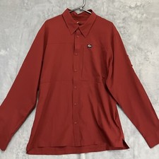 Lowe Alpine Shirt Orange Long Sleeve Utility Zip Pocket Mens Size Large