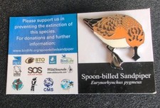 RSPB Birdlife Spoon-billed Sandpiper Preventing Extinction Partnership Pin Badge