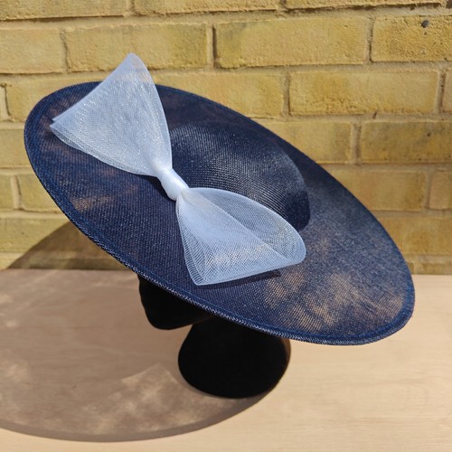Navy blue white bow wide - navy,