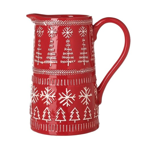 Red ceramic snowflake large - red,