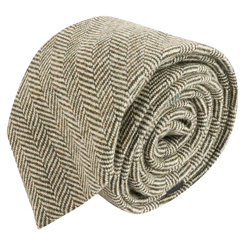 Pine green herringbone wool - green,