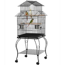 Yaheetech 140cm Bird Cage Rolling Parrot Cage Budgie Cage with Triple Roof To...