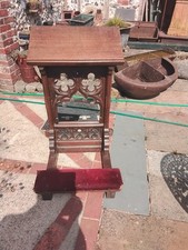 Antique Gothic Carved Oak Lecturn, Kneeler, Fantastic Carving 3' Tall 21.5" Wide