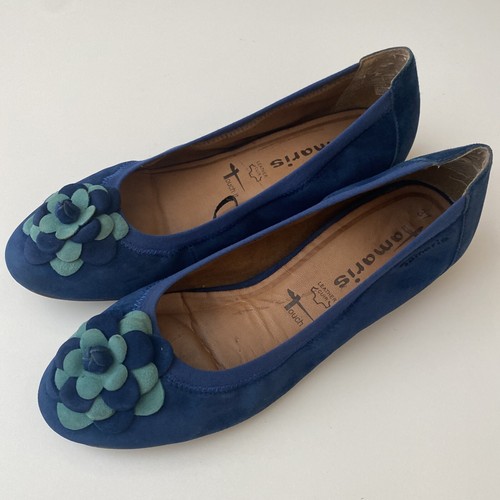 Tamaris shoes blue jade - shoes, suede