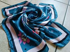 Oliver Bonas Square Scarf Turquoise with Flowers 80cm x 80cm