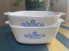 2  Casserole Dishes Pyrosil Cornflower Set Of 2 Scandi Decor Country Home Vtg