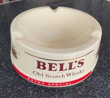 Vintage Bell’s Scotch Whisky Wade Ceramic Ashtray – Cream 16cm– Pub Bar Man Cave