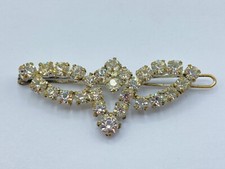 Vintage Art Deco Style Silver Tone & Clear Paste Hair Clip Brooch (j1222)