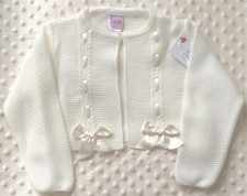 VB Girls IvoryCream Spanish Slotted Ribbon & Bow Bolero Cardigan 3-4 Years