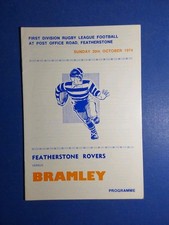 Featherstone Rovers v Bramley 20th October 1974 Vgc