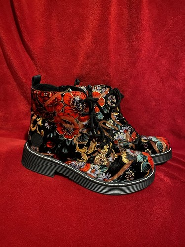 Rieker black velvet floral - black,