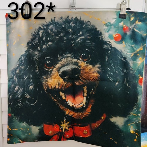 Christmas black poodle snow - poodle,
