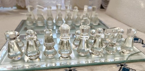Crystal cut glass chess - cut,