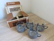Boxed JAJ Pyrex N0.403-015 Drinkups Glass Mugs (Grey) 1970's Camper Accessory