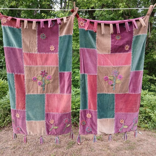Velvet patchwork curtains - velvet,