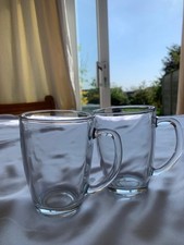2 Clear Glass Coffee Tea Mugs