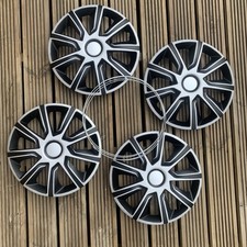 FOR SEAT LEON 14" INCH WHEEL TRIMS COVERS HUB CAPS SILVER & BLACK VRN 4PC