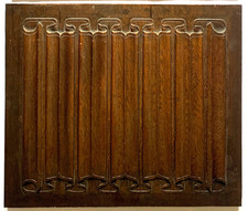 Antique Oak Hand- Carved Linenfold Panel x 2, '54cm x 47cm'