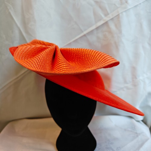 Orange big bow wide brim - orange,