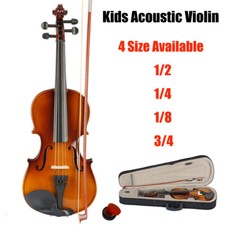 UK Students Children Beginner Acoustic Violin + Case + Bow + Rosin Natural New