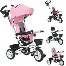 HOMCOM 6 in 1 Trike for Toddler 1-5 Years with Parent Handle, Pink