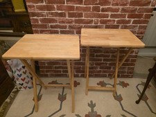Pair of Folding Rubberwood Side Table * Portable Desk* Nightstand