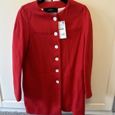 Zara Basic Red Collarless Coat