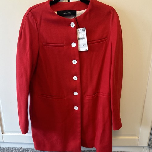 Zara basic red collarless - zara,