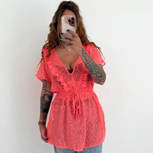 Ladies pink sheer kaftan - ladies,