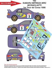 DECALS 1/24 REF 0162 SUBARU IMPREZA WRC MCRAE LIATTI RALLYE TOUR DE CORSE 1998