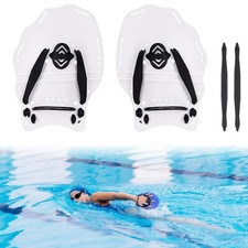 1Pair Swimming Hand Paddles Swim Training  Adjustable Unisex Adults Kids white