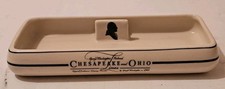 C&O Chesapeake and Ohio Railroad China Dining Car Match Holder & Ashtray 