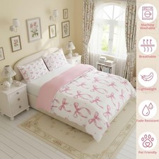 Pink Bow Bedding Single