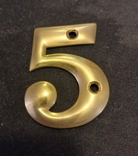 Vintage Brass Door Numbers '5'