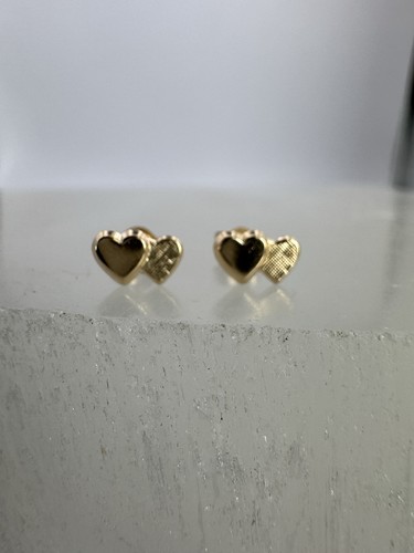 14k solid gold double - 14k, heart