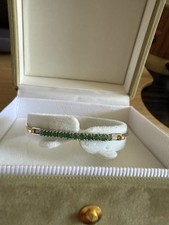 18ct Gold Emerald Hook Bangle Bracelet 750
