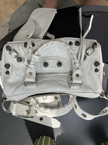 Balenciaga white leather bag - balenciaga,