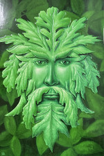 Green Man Ceramic Tile Plaque