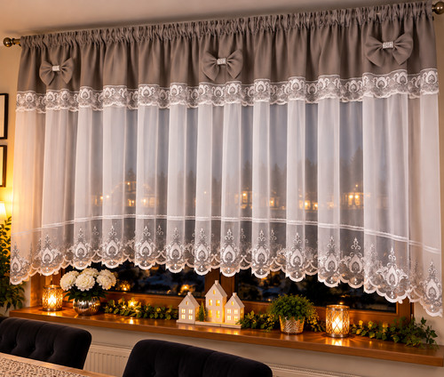 Grey white net curtain - net,