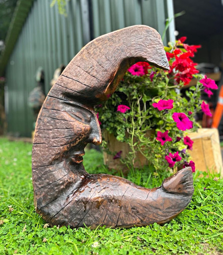 Hand carved wooden crescent - hand,