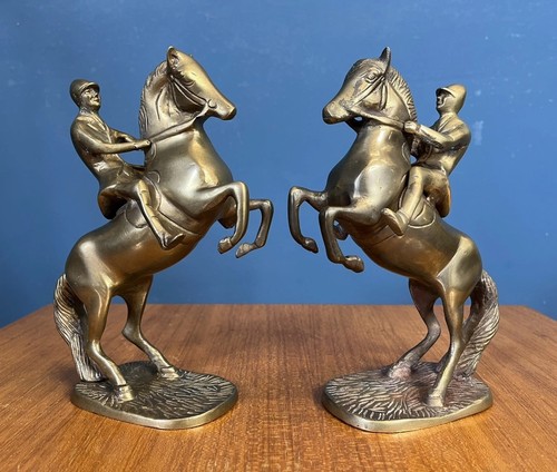 Pair vintage brass horse - pair,