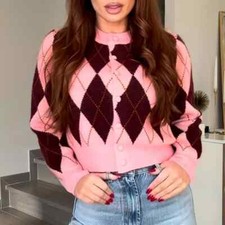 BNWT: ARGYLE JACQUARD CARDIGAN