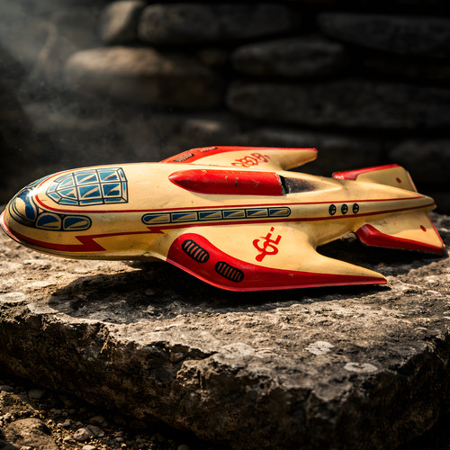Tin toy plane - tin, spaceship