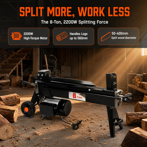 Electric ton log splitter - log, up