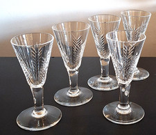 FIVE VINTAGE WEBB CORBETT (STOURBRIDGE) FERN LIQUEUR GLASSES ART DECO c.1930