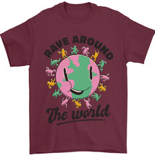 Rave Around the World Dance Music Acid Raver Mens T-Shirt 100% Cotton