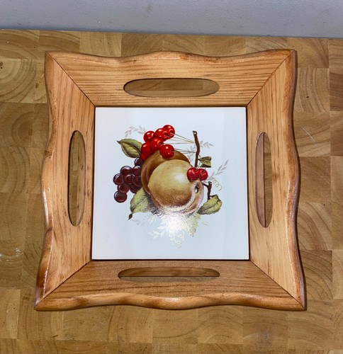 Small wooden tiled tray fruit - wooden,
